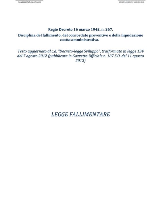 Il testo della nuova Legge fallimentare